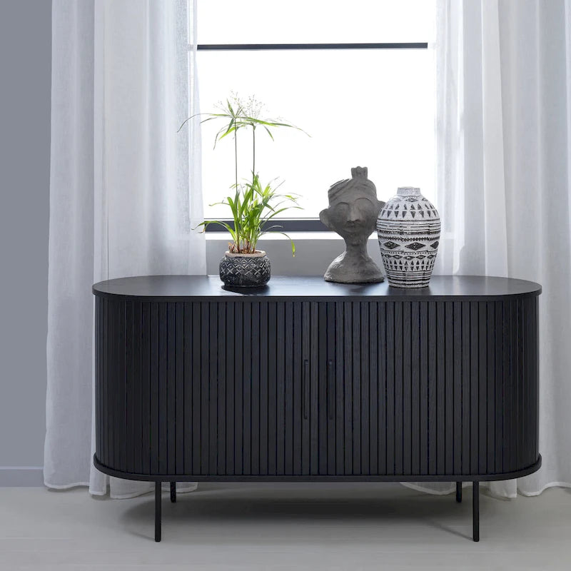 Rye Studio Nicola Mid-Century Modern Rounded Sliding Door Sideboard