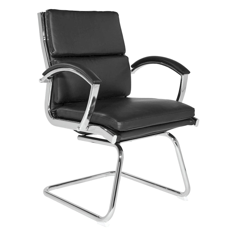 Silla para visitantes con respaldo medio de cuero sintético