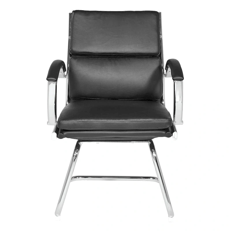 Silla para visitantes con respaldo medio de cuero sintético