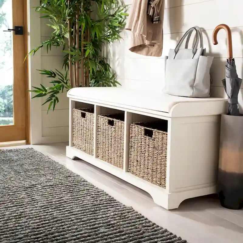 Banc de rangement gris/blanc - 47 x 16.1 x 19.9 - 47Wx16Dx20H