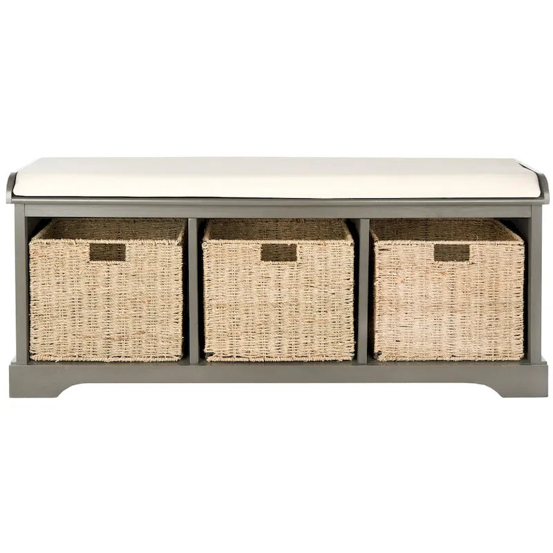 SAFAVIEH Eola Grey/ White Storage Bench - 47 x 16.1 x 19.9 - 47Wx16Dx20H