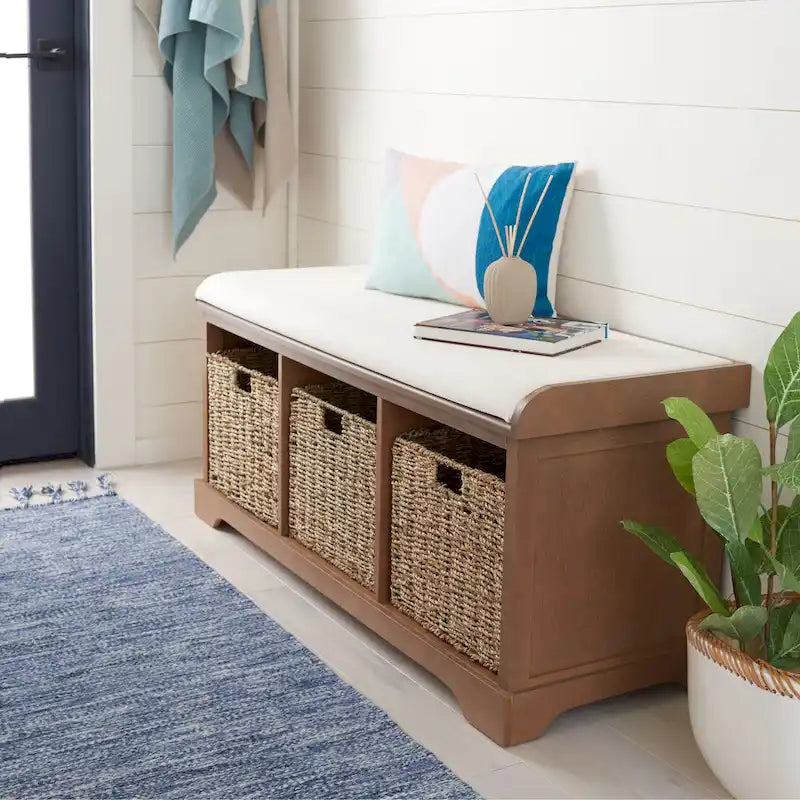 Banc de rangement gris/blanc - 47 x 16.1 x 19.9 - 47Wx16Dx20H