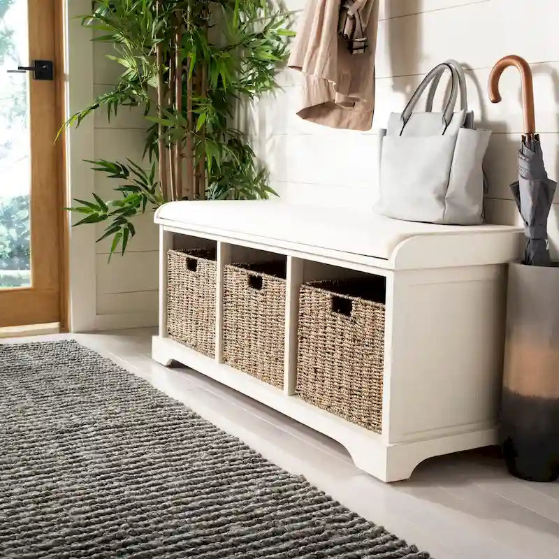 Banc de rangement gris/blanc - 47 x 16.1 x 19.9 - 47Wx16Dx20H