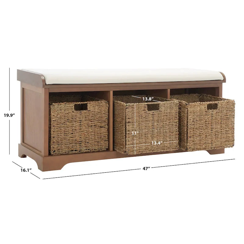 Banc de rangement gris/blanc - 47 x 16.1 x 19.9 - 47Wx16Dx20H