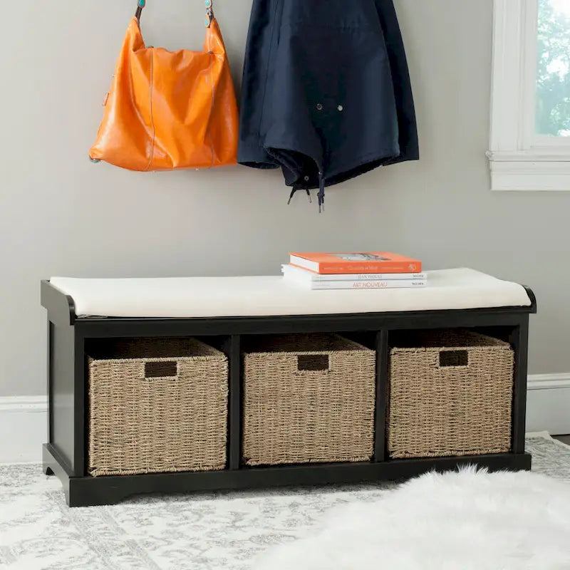 Banc de rangement gris/blanc - 47 x 16.1 x 19.9 - 47Wx16Dx20H