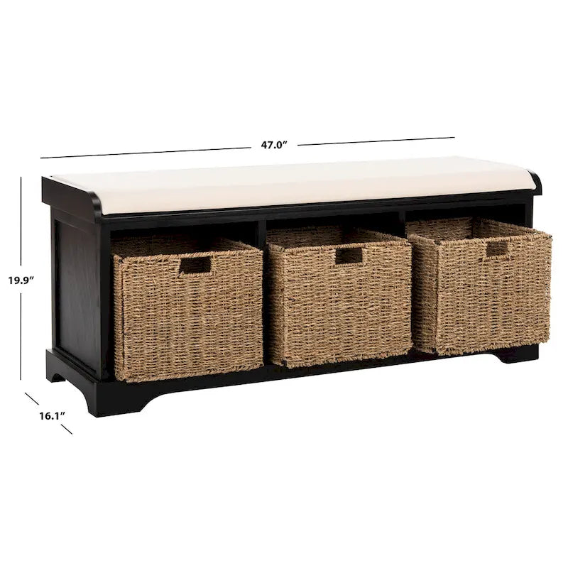 Banc de rangement gris/blanc - 47 x 16.1 x 19.9 - 47Wx16Dx20H