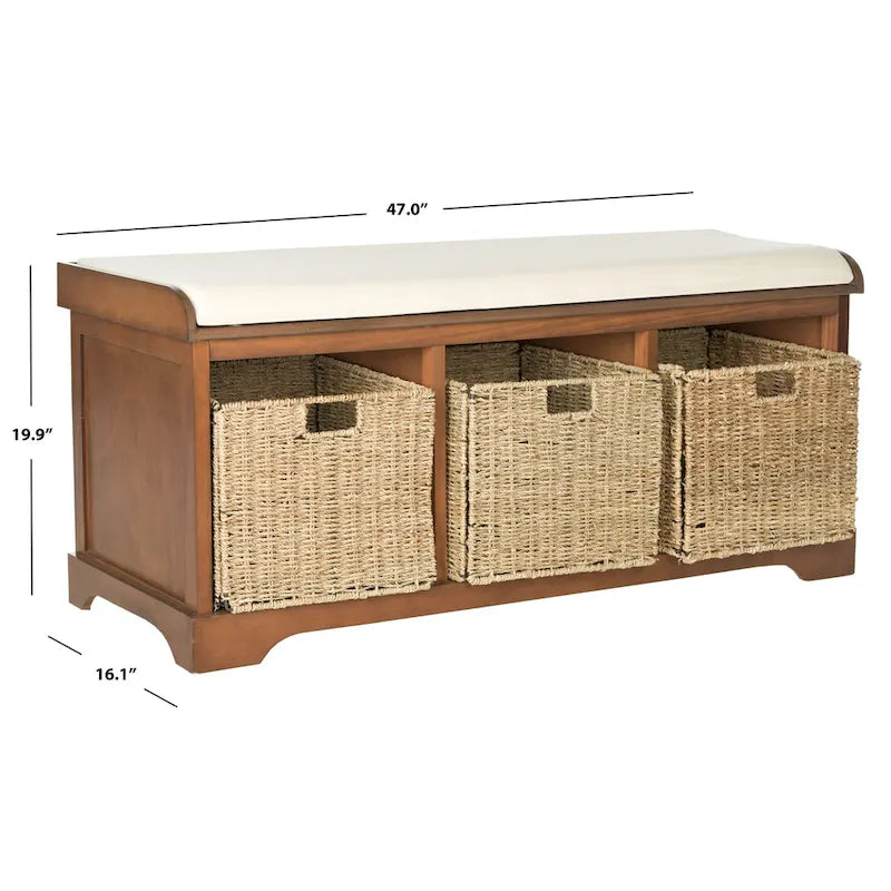 Banc de rangement gris/blanc - 47 x 16.1 x 19.9 - 47Wx16Dx20H