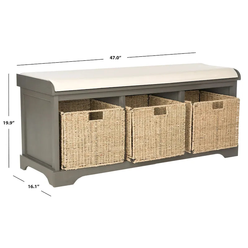 Banc de rangement gris/blanc - 47 x 16.1 x 19.9 - 47Wx16Dx20H