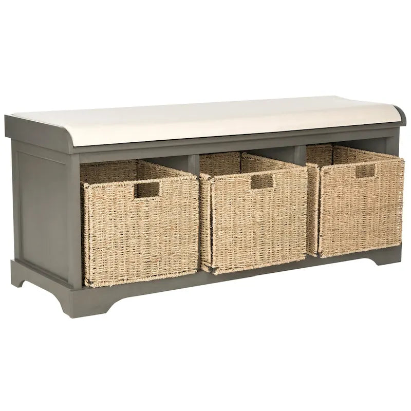 Banc de rangement gris/blanc - 47 x 16.1 x 19.9 - 47Wx16Dx20H