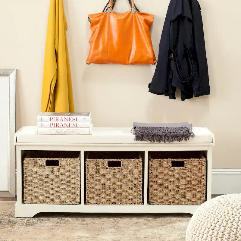 Banc de rangement gris/blanc - 47 x 16.1 x 19.9 - 47Wx16Dx20H