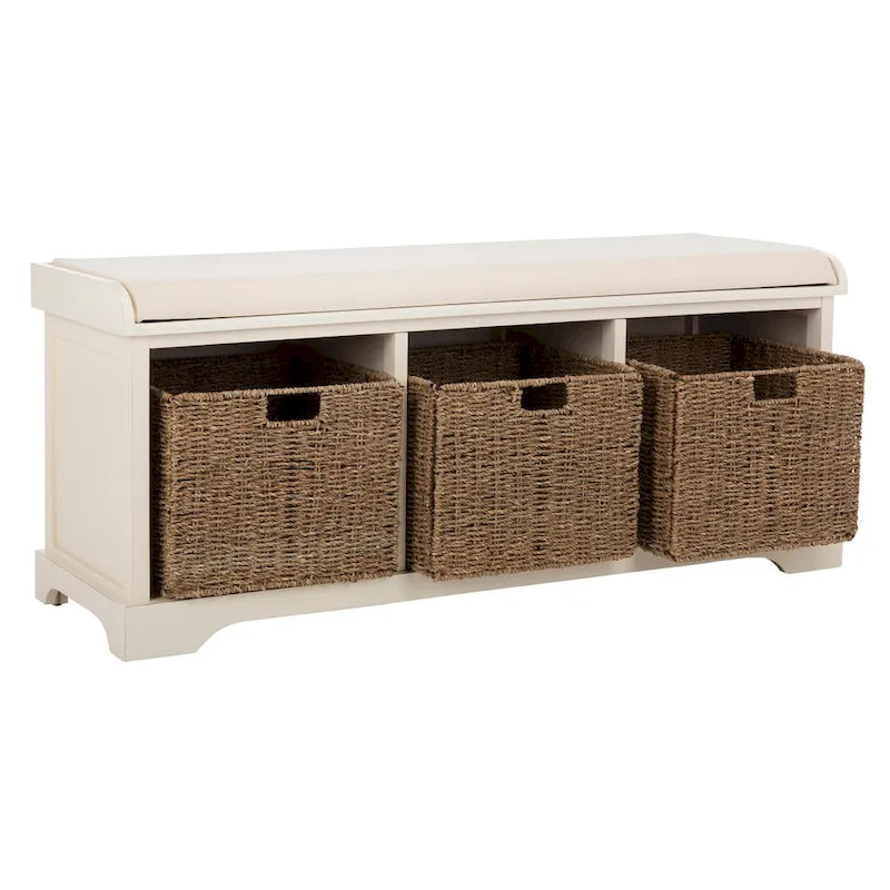 Banc de rangement gris/blanc - 47 x 16.1 x 19.9 - 47Wx16Dx20H