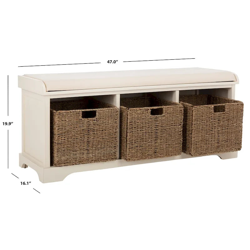 Banc de rangement gris/blanc - 47 x 16.1 x 19.9 - 47Wx16Dx20H
