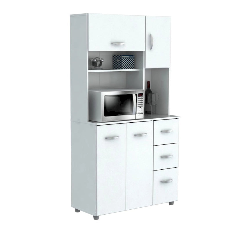 Armario de cocina blanco de estilo minimalista para almacenamiento