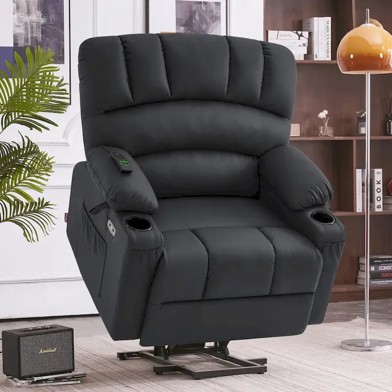 Elektrischer Relaxsessel mit Massage- und Wärmefunktion, Kunstleder R7096 (mittelbreit)