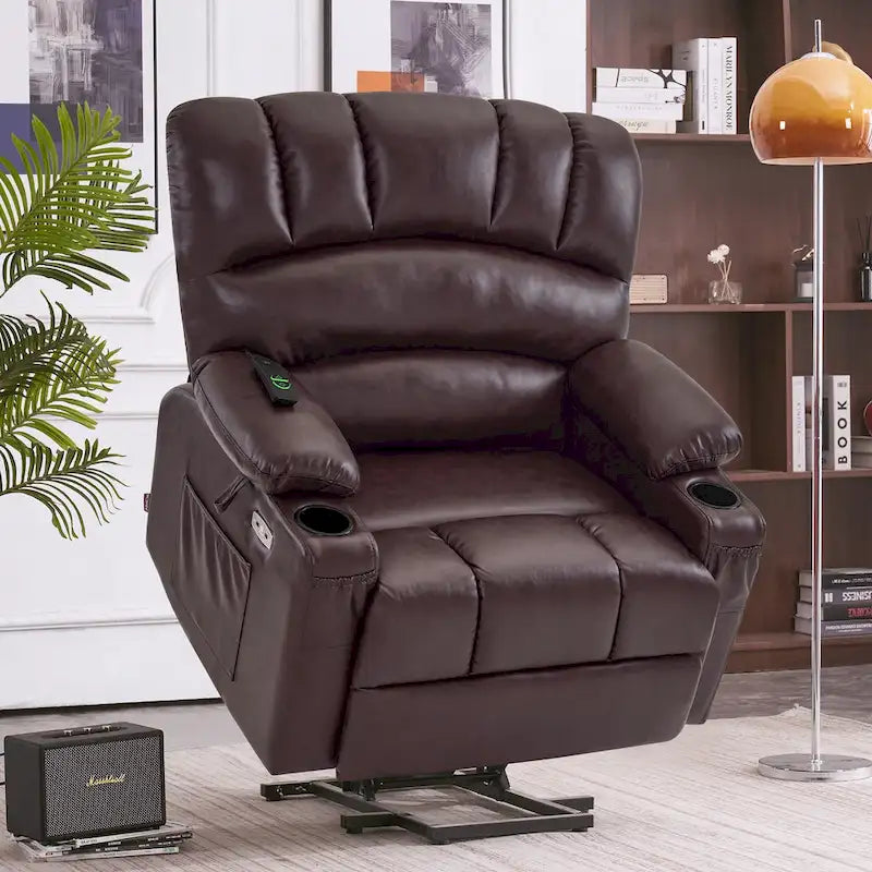 Elektrischer Relaxsessel mit Massage- und Wärmefunktion, Kunstleder R7096 (mittelbreit)