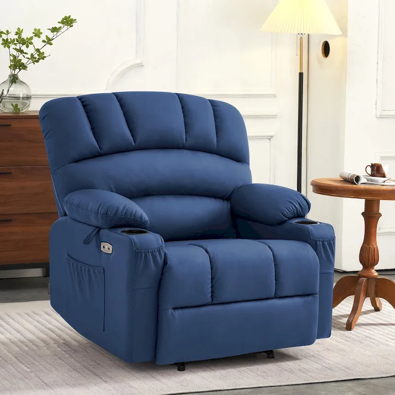 Elektrischer Relaxsessel mit Massage- und Wärmefunktion, Kunstleder R7096 (mittelbreit)