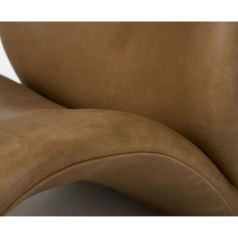 Sillón decorativo moderno de cuero marrón