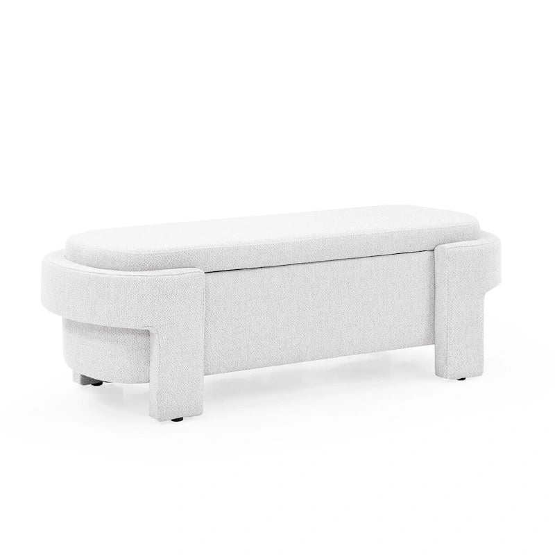 Banco tapizado en tela de lino con amplio espacio de almacenamiento - 51.5L x 20.5W x 17H
