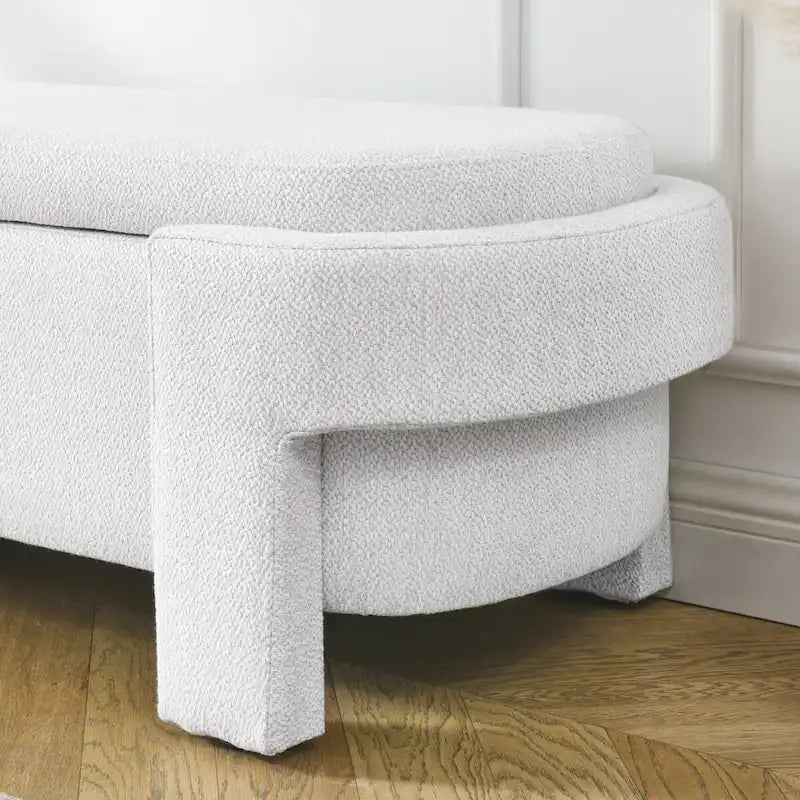 Banco tapizado en tela de lino con amplio espacio de almacenamiento - 51.5L x 20.5W x 17H