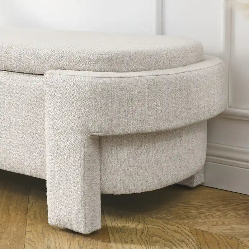 Banco tapizado en tela de lino con amplio espacio de almacenamiento - 51.5L x 20.5W x 17H