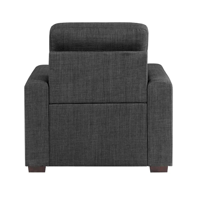 37-Zoll-Stuhl, ausziehbarer Fußhocker, Dunkelgrau-Polyester, Espresso-Holz