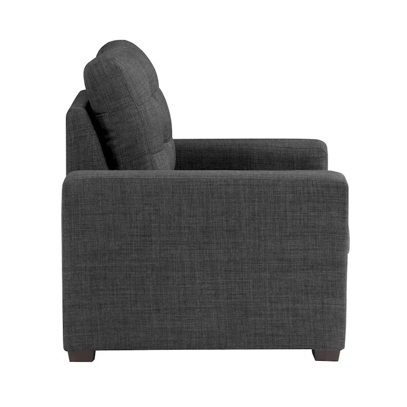 37-Zoll-Stuhl, ausziehbarer Fußhocker, Dunkelgrau-Polyester, Espresso-Holz