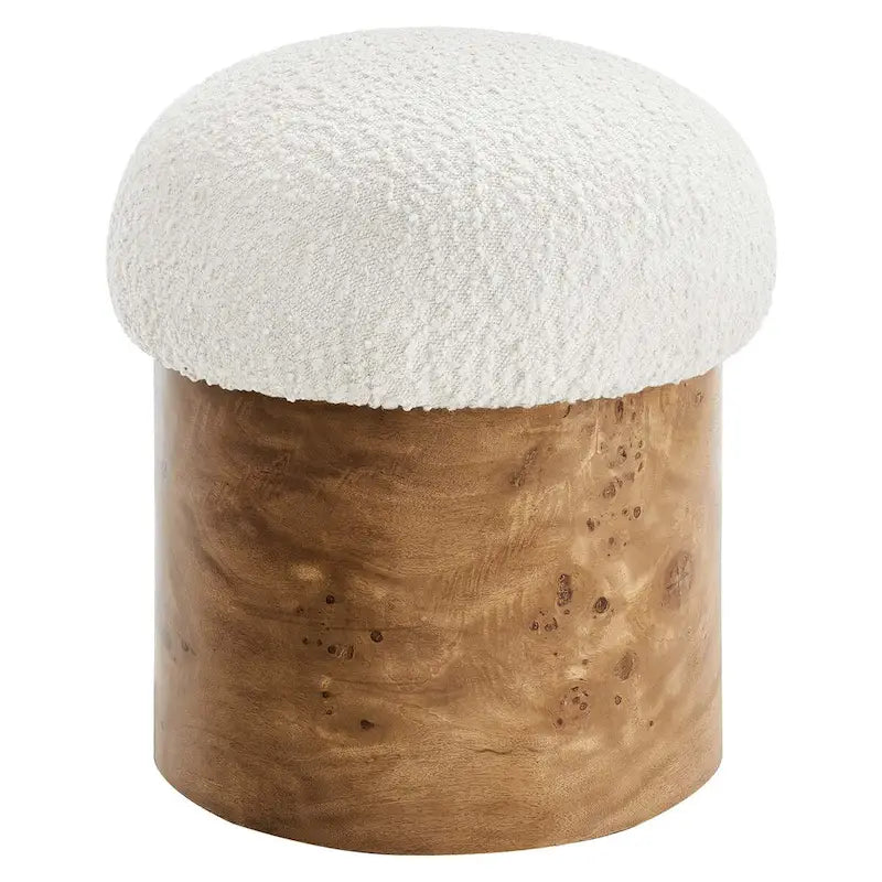 Gepolsterter Hocker im minimalistischen Naturholzstil