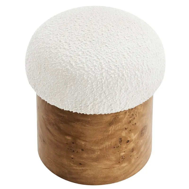 Gepolsterter Hocker im minimalistischen Naturholzstil