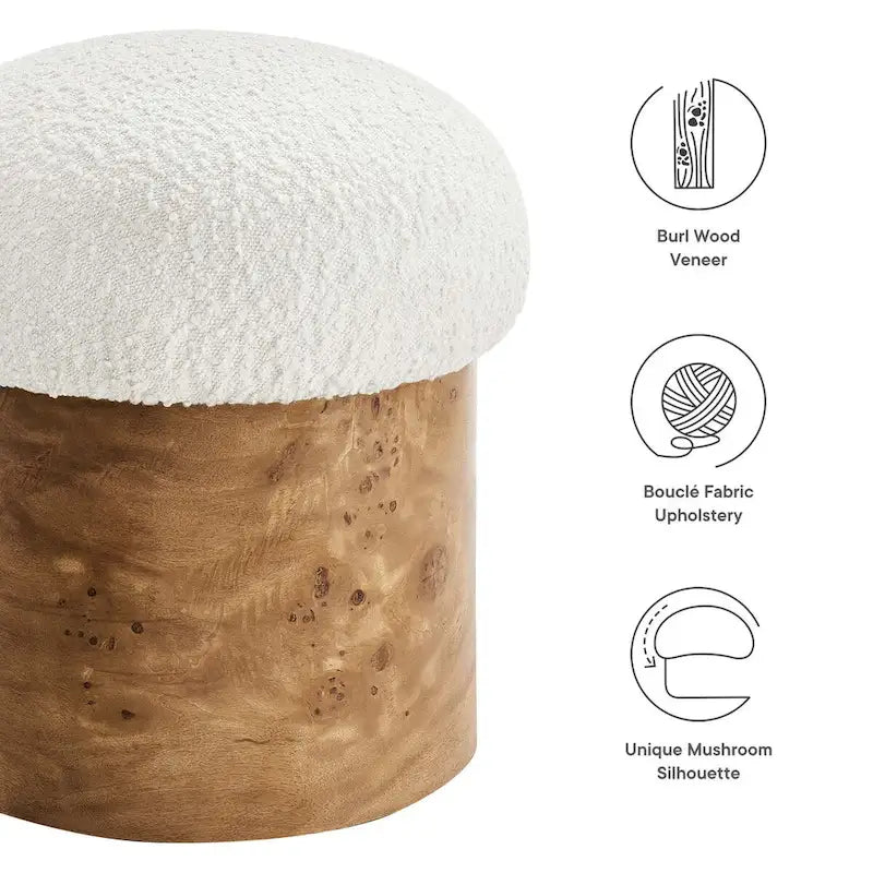 Gepolsterter Hocker im minimalistischen Naturholzstil
