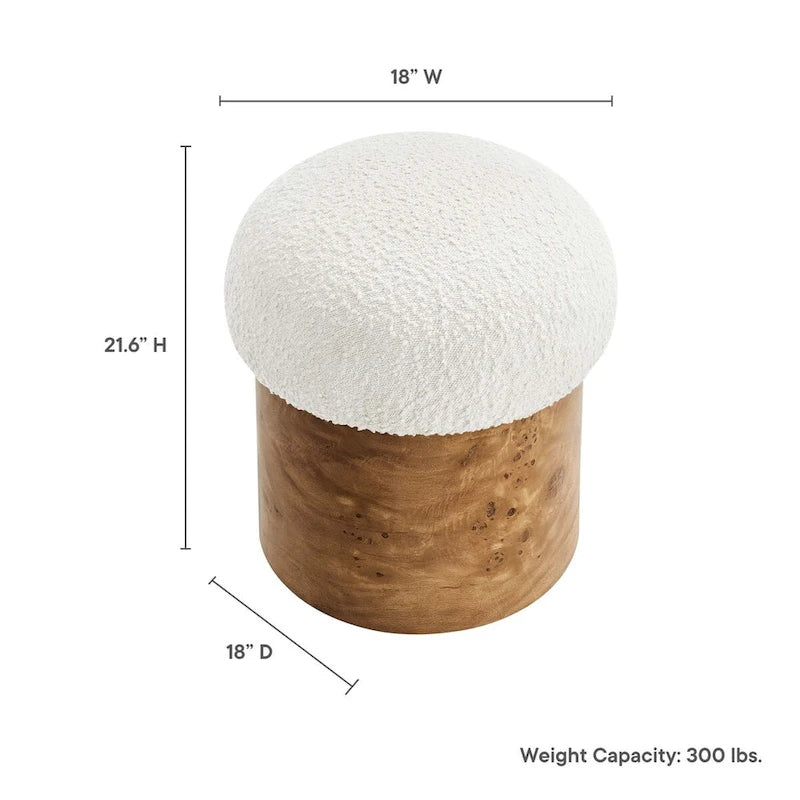 Gepolsterter Hocker im minimalistischen Naturholzstil