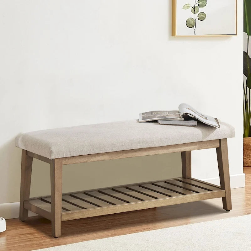 Banc d’entrée avec rangement pour chaussures, banc rembourré