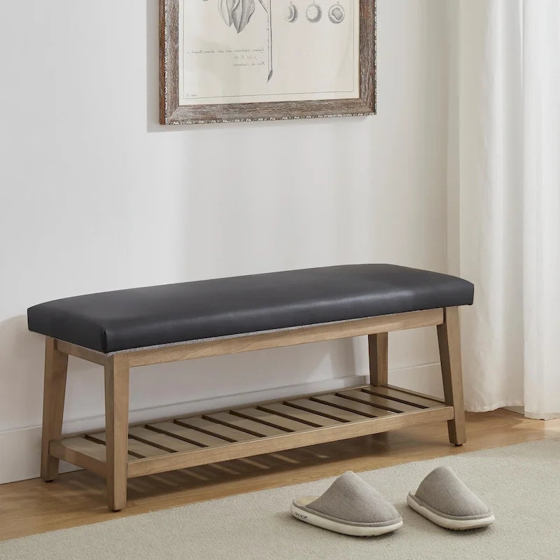 Banc d’entrée avec rangement pour chaussures, banc rembourré