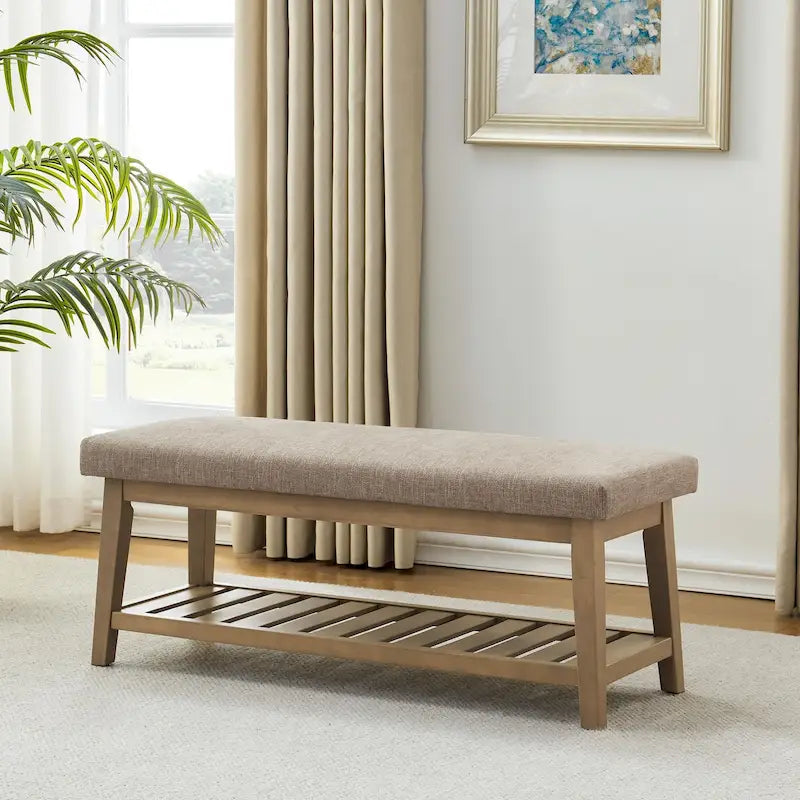 Banc d’entrée avec rangement pour chaussures, banc rembourré