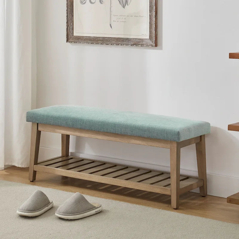 Banc d’entrée avec rangement pour chaussures, banc rembourré
