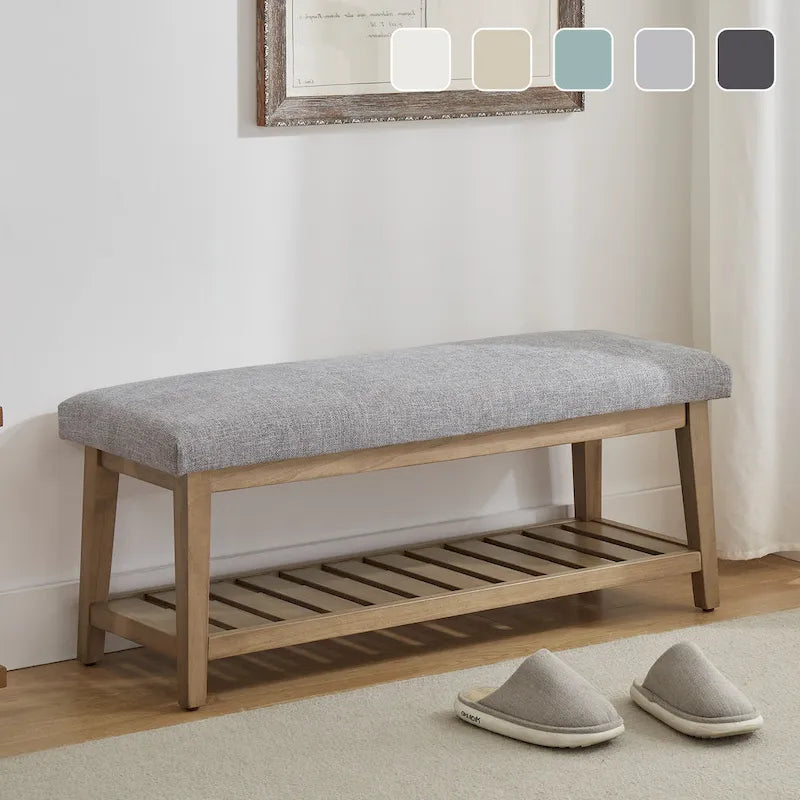 Banc d’entrée avec rangement pour chaussures, banc rembourré