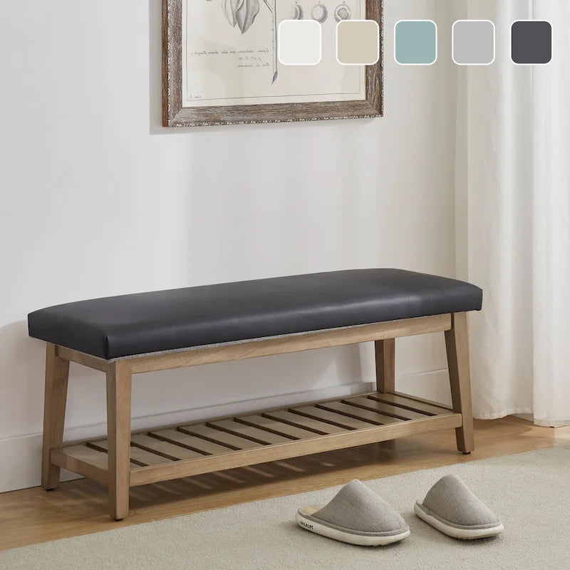 Banc d’entrée avec rangement pour chaussures, banc rembourré