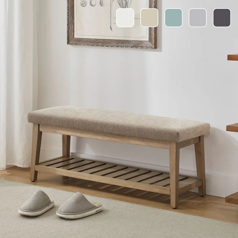 Banc d’entrée avec rangement pour chaussures, banc rembourré