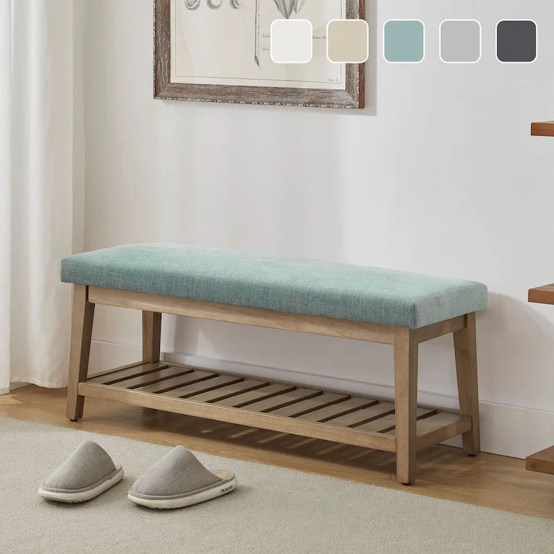 Banc d’entrée avec rangement pour chaussures, banc rembourré