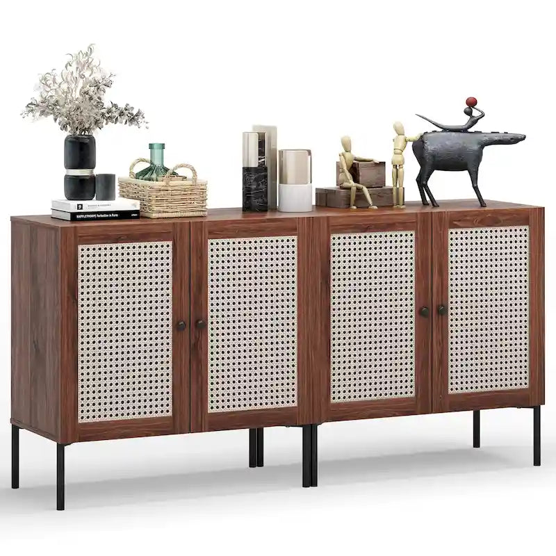 2-TEILIGES Sideboard mit Weinschrank und verstellbarem Regalboden