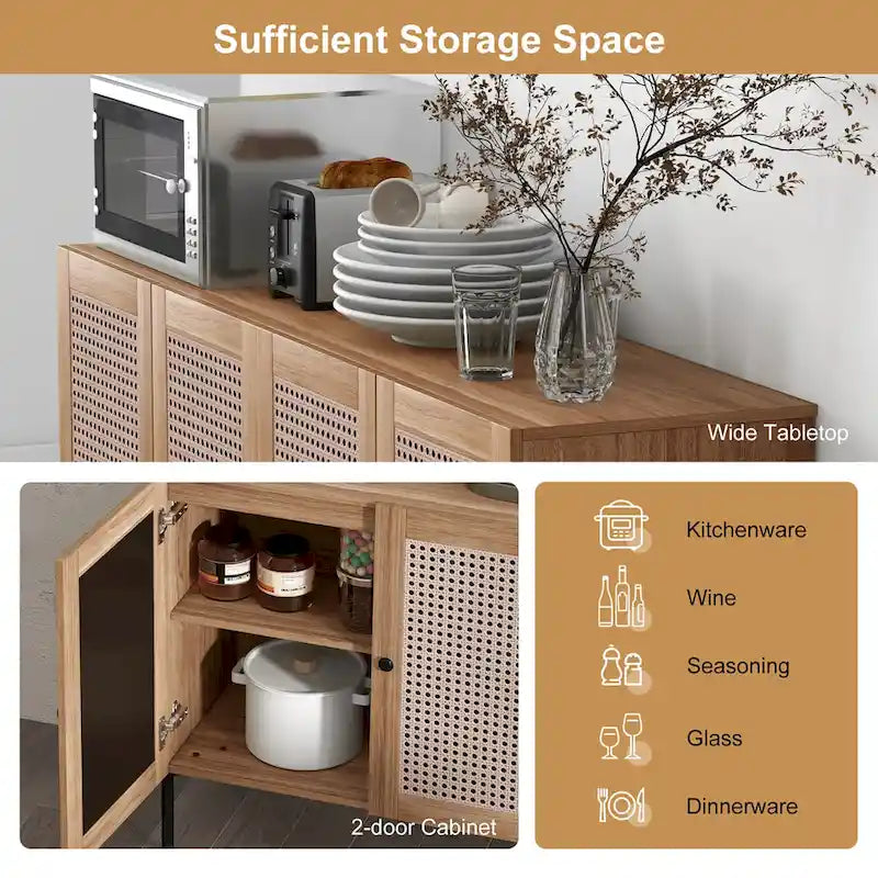 2-TEILIGES Sideboard mit Weinschrank und verstellbarem Regalboden