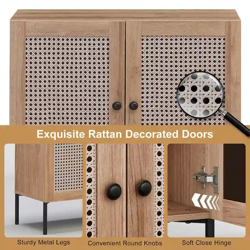 2-TEILIGES Sideboard mit Weinschrank und verstellbarem Regalboden