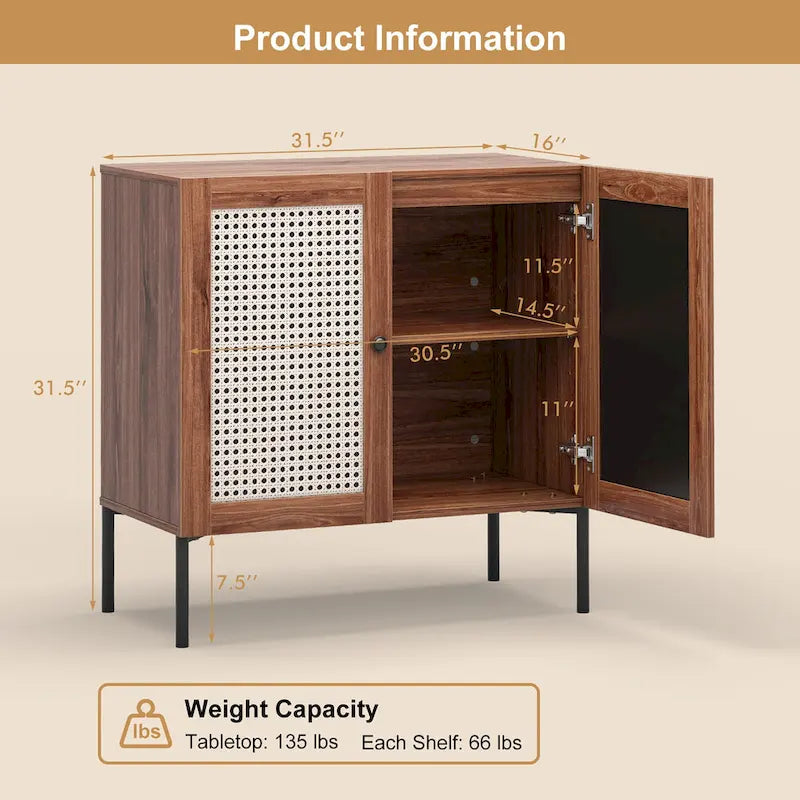 2-TEILIGES Sideboard mit Weinschrank und verstellbarem Regalboden