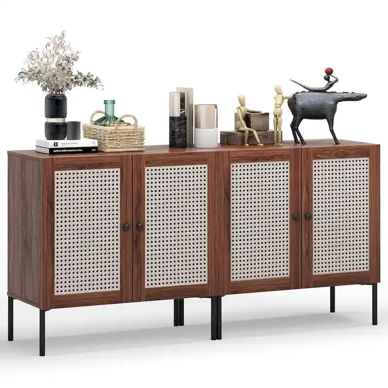 2-TEILIGES Sideboard mit Weinschrank und verstellbarem Regalboden