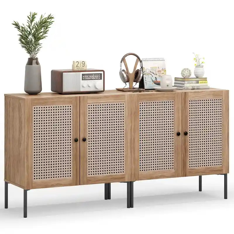 2-TEILIGES Sideboard mit Weinschrank und verstellbarem Regalboden