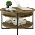 Runder Couchtisch aus Holz mit anhebbarem Oberteil - 31.5D x 31.5W x 17.35H