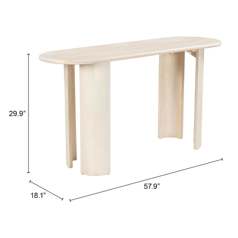 Mesa consola minimalista de estilo madera natural