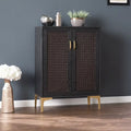 Armoire de bar moderne rustique noire et dorée en faux rotin